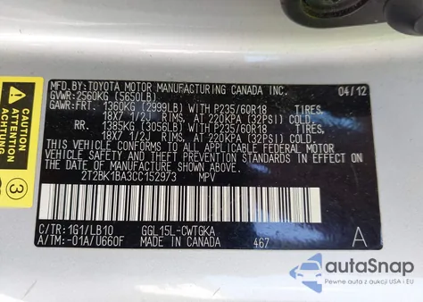 2012 Lexus Rx 350 из США, поврежденный, VIN 2T2BK1BA3CC152973